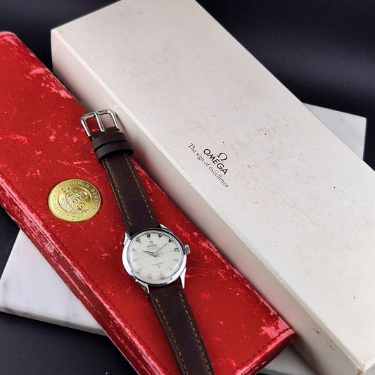 Omega Constellation Chronometer White Dial Special Index 1956 with Box – Uhr mit Box und Papieren
