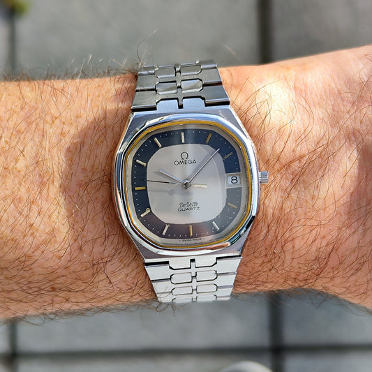 Omega De Ville Quartz Silver Dial Blue Ring 1979 – Bild 2