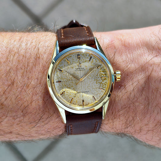 Omega Seamaster Automatic Gold Tropical Patina Dial Rare Patina 1956 Serviced 09/2026 – Bild 2