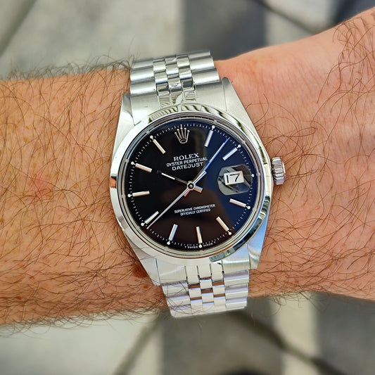 Rolex Datejust 36 Black Dial 1980 Serviced 10/2026 – Am Handgelenk getragen