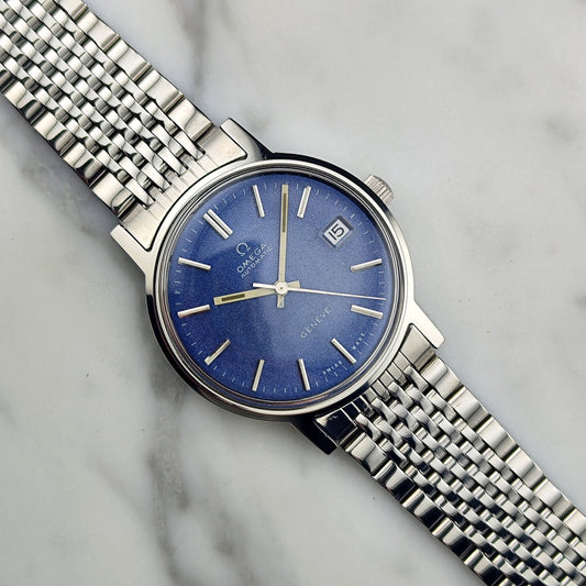Omega Genève Blue Sparkle Dial 1973 Ref. 166.0163 – Serviced