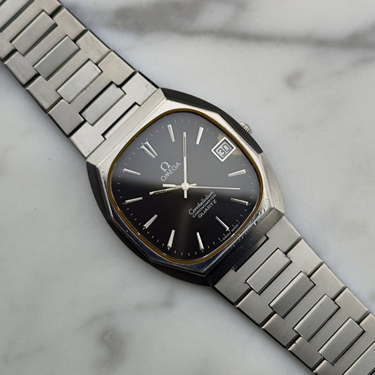 Omega Constellation Chronometer Quarz Schwarz 1978 Ref. 198.0123