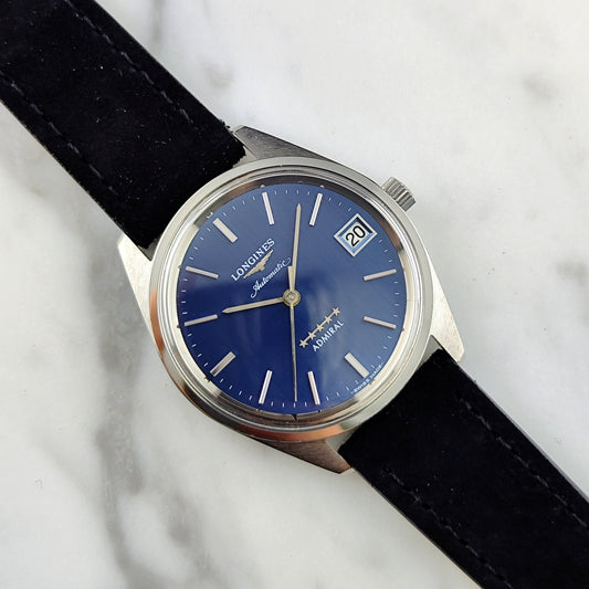 Longines Admiral Automatic Ref. 1563 (1975) – Blue Dial 5-Star, frisch serviert 07/2026