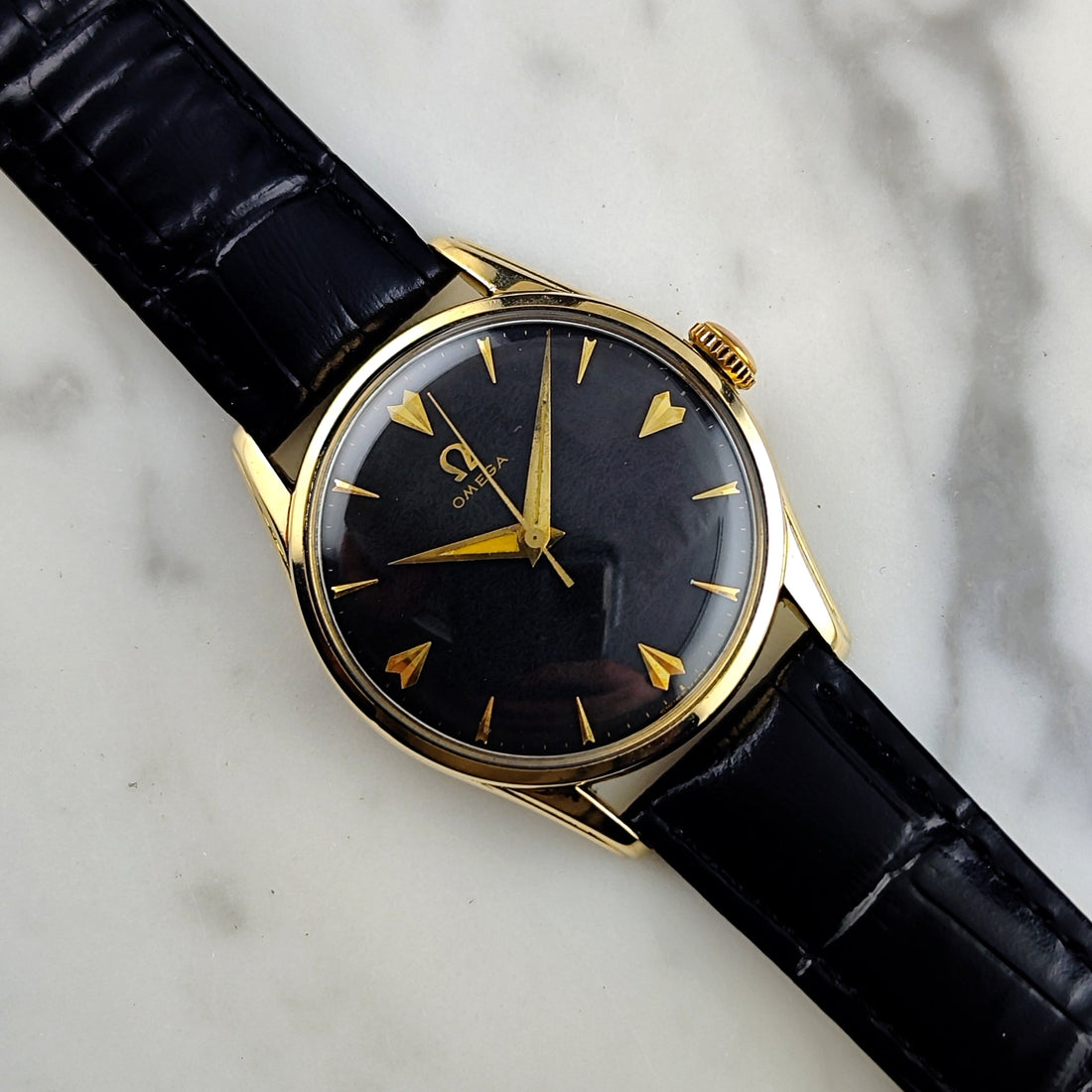 Omega Vintage Gold Black Dial 1958 Ref. 2905