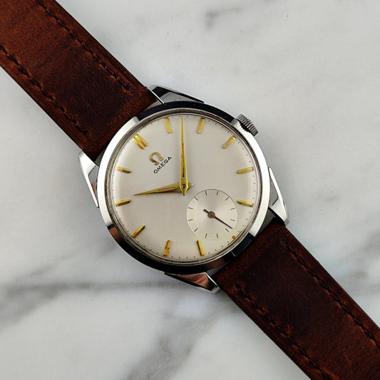 Omega Classic Ref. 2900-3 Gold 1956 – Vintage Dresswatch Weißes Zifferblatt Handaufzug Cal. 267