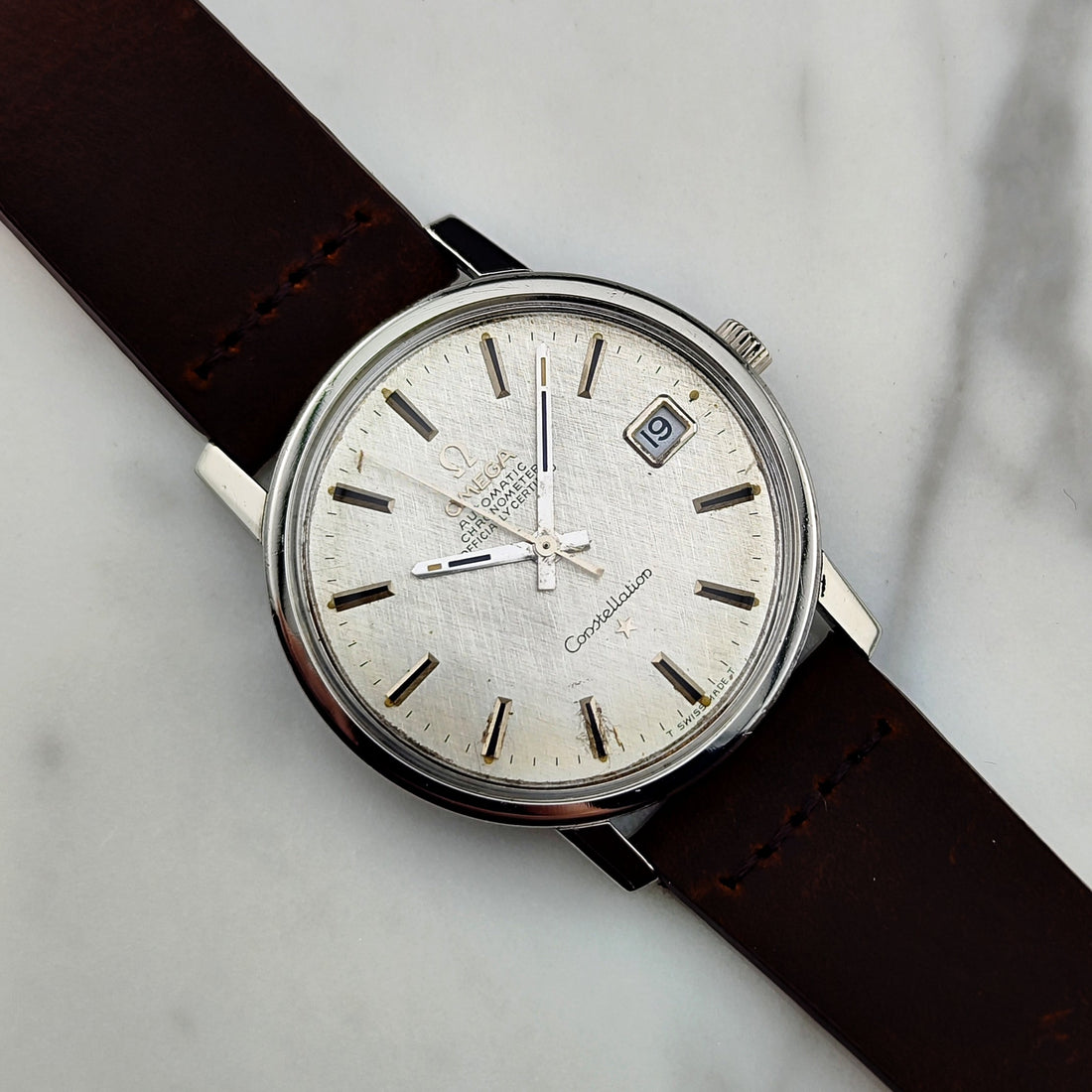 Omega Constellation Chronometer Date 1967 Special Linen Dial Ref. 168.018