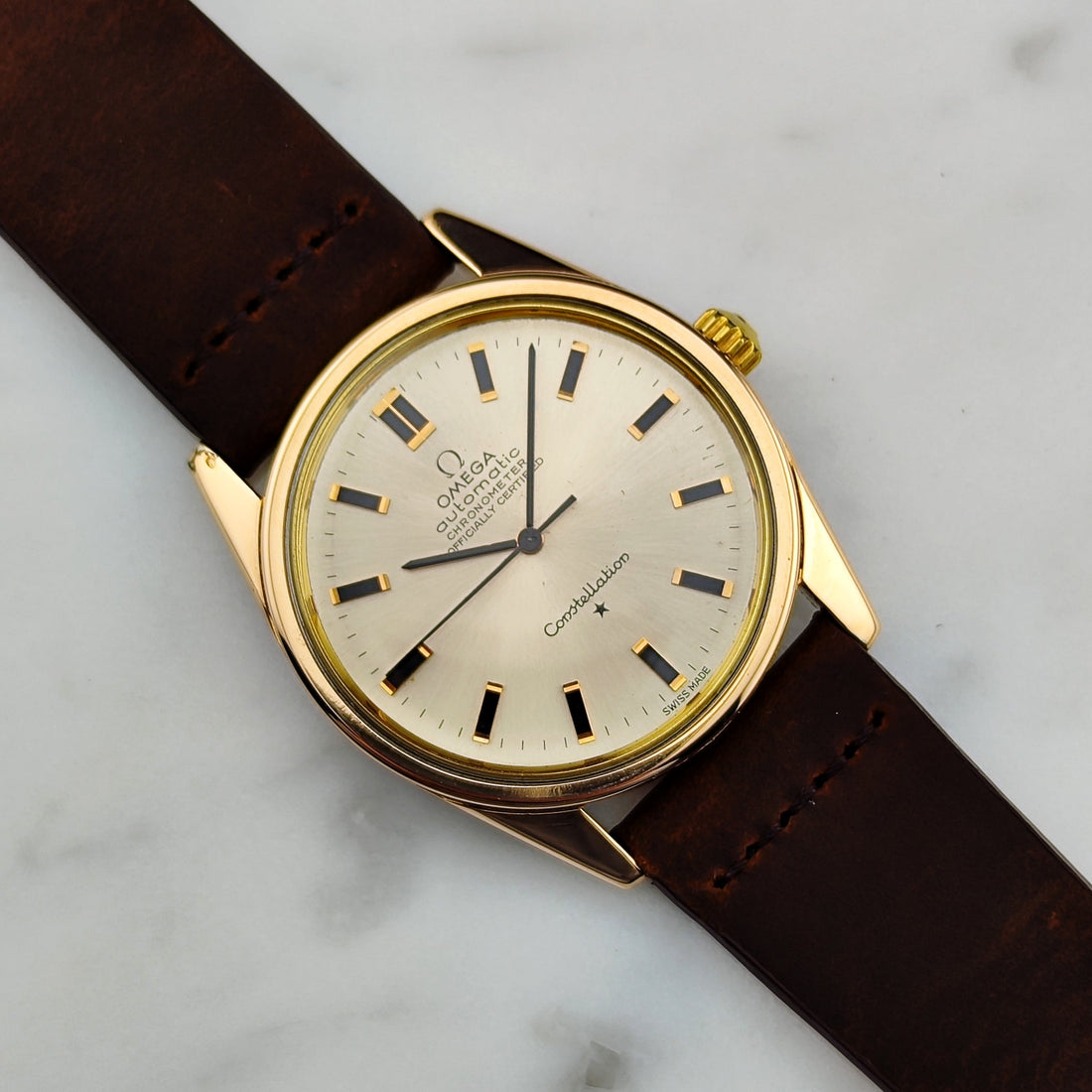 Omega Constellation Chronometer 1966 Gold White Dial Serviced Ref. 167.021