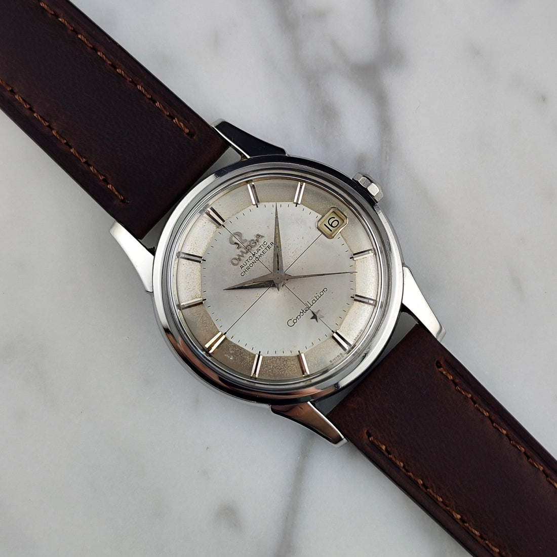 Omega Constellation Chronometer Grey Super Rare Pie-Pan Dial 1962 (Ref. 14393) – frisch serviced
