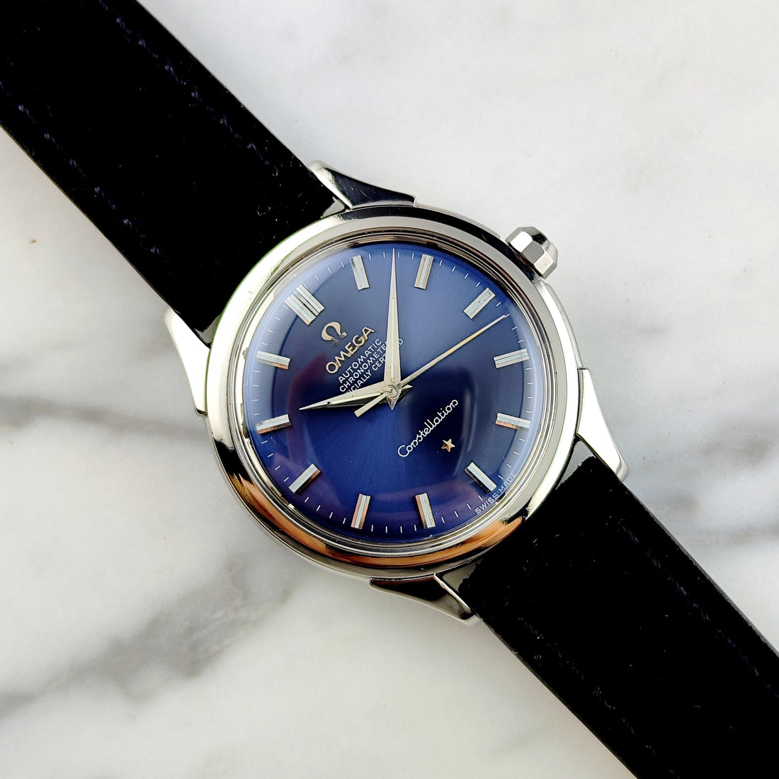 Omega Constellation Chronometer Ref. 2887 (1958) – Seltene blaue Zifferblatt-Variante mit Box