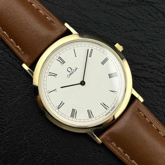 OMEGA De Ville Gold Quartz White Roman Dial [REF. 195.0075]