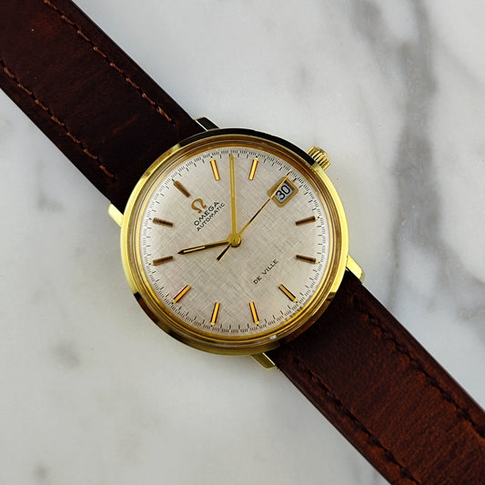 Omega De Ville Ref. 166.033 (1970) – Seltenes weißes Linen-Zifferblatt und originales Omega-Glas