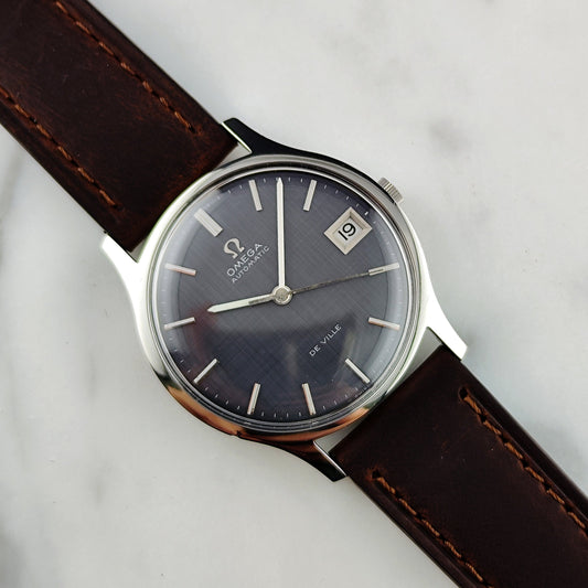 Omega De Ville Automatic Ref. 162.046 (1969) – Seltenes graues Linen Dial, frisch serviert 07/2026