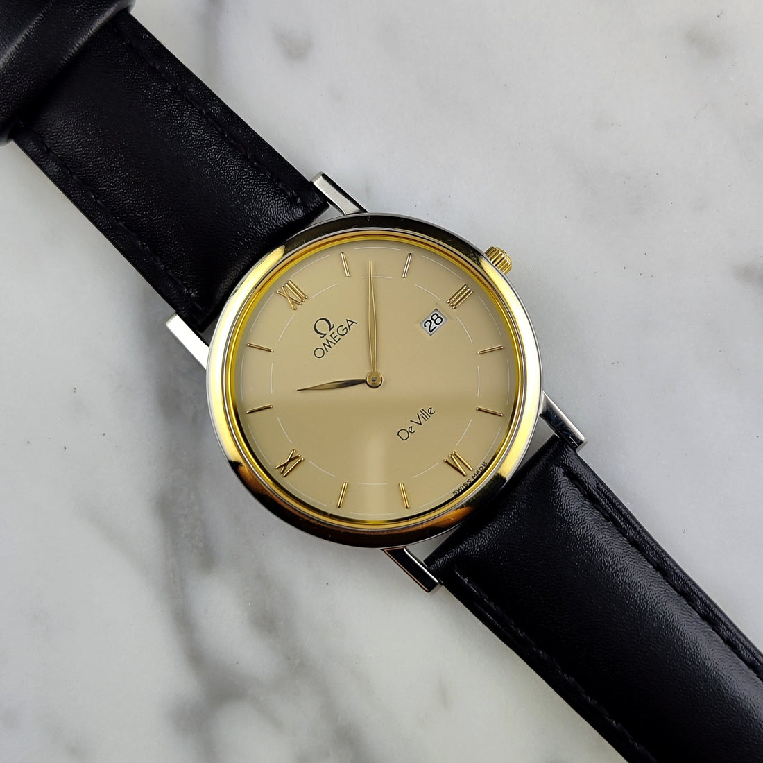 Omega De Ville Ref. 196.2379 Two-Tone Gold Steel 1993 Mint+ Vintage Dresswatch Quartz