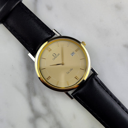 Omega De Ville Ref. 196.2379 Two-Tone Gold Steel 1993 Mint+ Vintage Dresswatch Quartz
