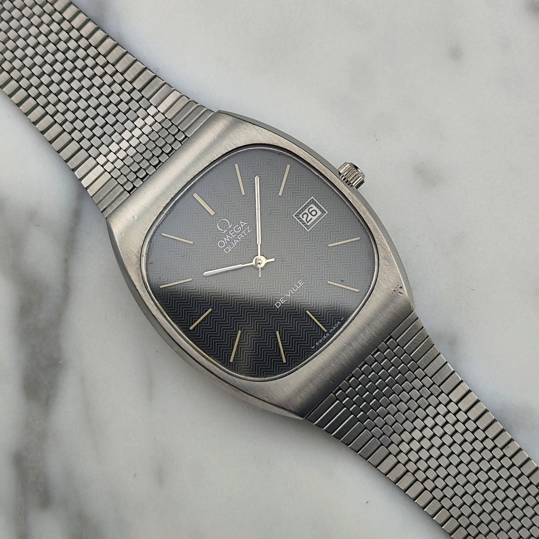 Vintage Omega De Ville Grey Special Dial 1976 – Seltenes Quartz Modell mit Zickzack-Zifferblatt
