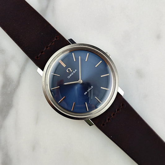 Omega De Ville Blue Dial 1975 (Ref. 111.077) – frisch serviced