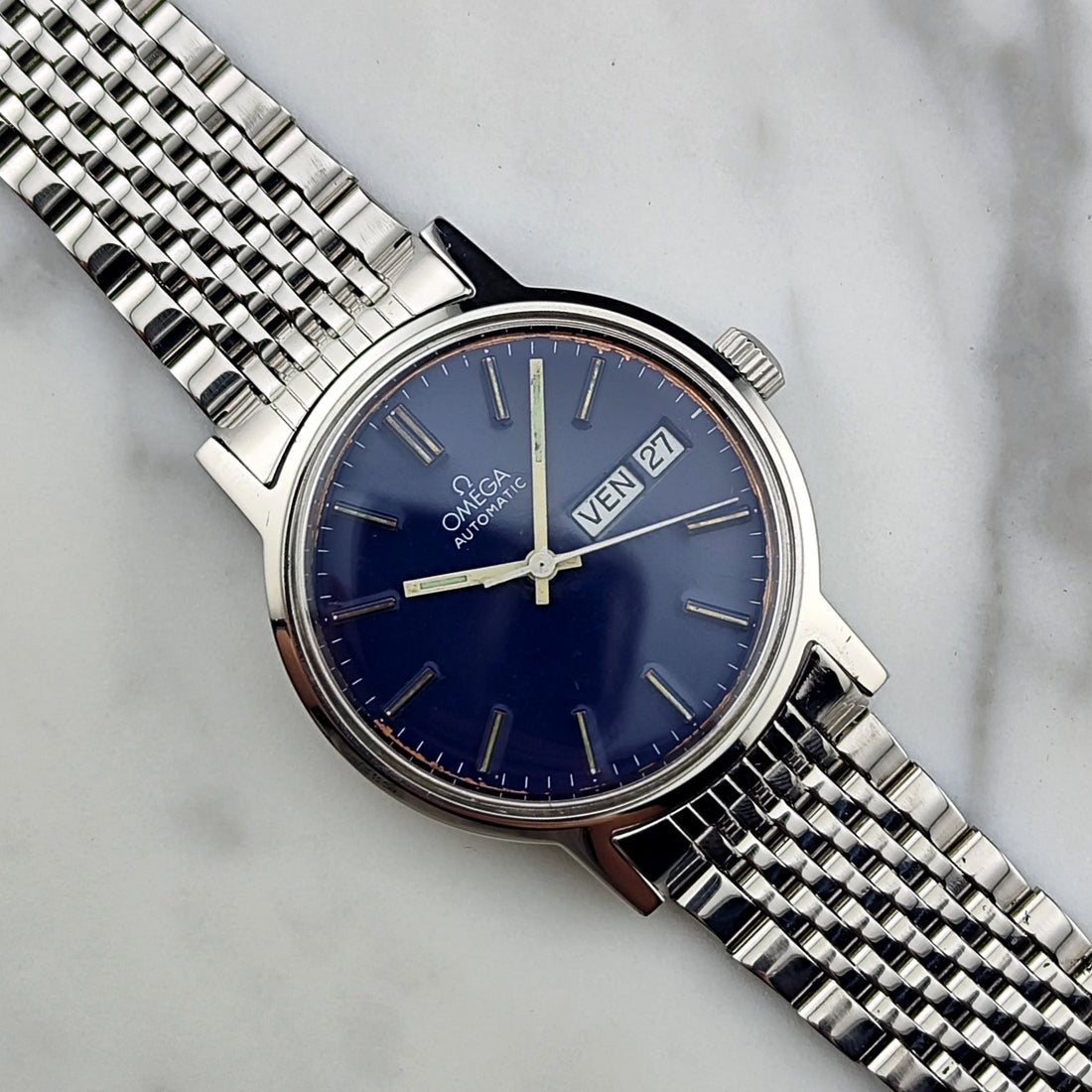 Omega Genève Automatic Blau Frankreich Day-Date Ref. 166.0117