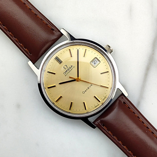 Omega Genève Automatic Date Champagner Dial 1974 [REF. 166.0163]