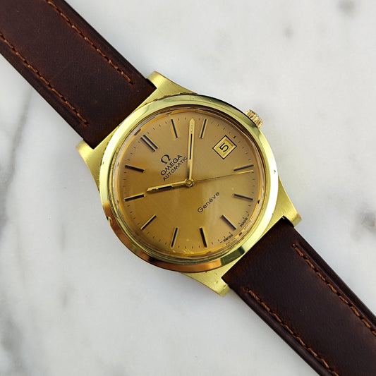 Omega Genève Gold Dial 1974 (Ref. 168.0168) – frisch serviced, automatisch