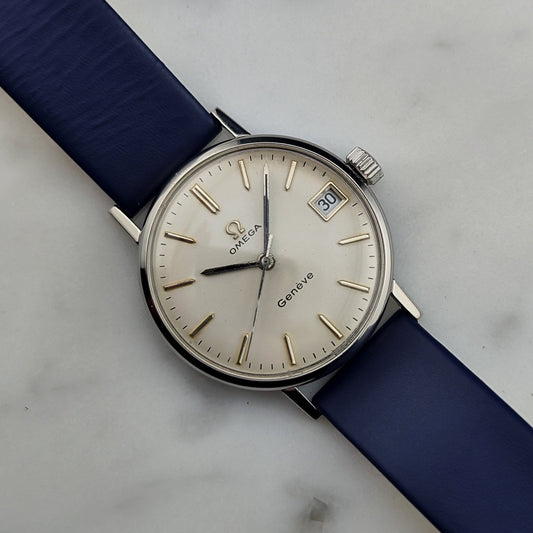 Omega Genève Date Silber 1969 Ref. 132.018 Handaufzug