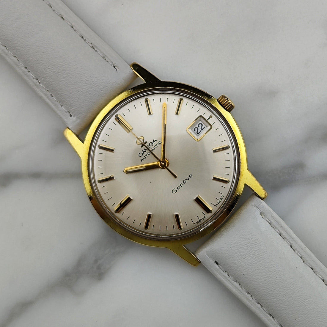 Vintage Omega Genève Gold White Dial Miami Style 34mm [REF. 166.070]