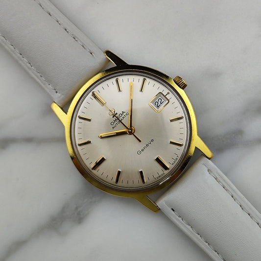 Vintage Omega Genève Gold White Dial Miami Style 34mm [REF. 166.070]