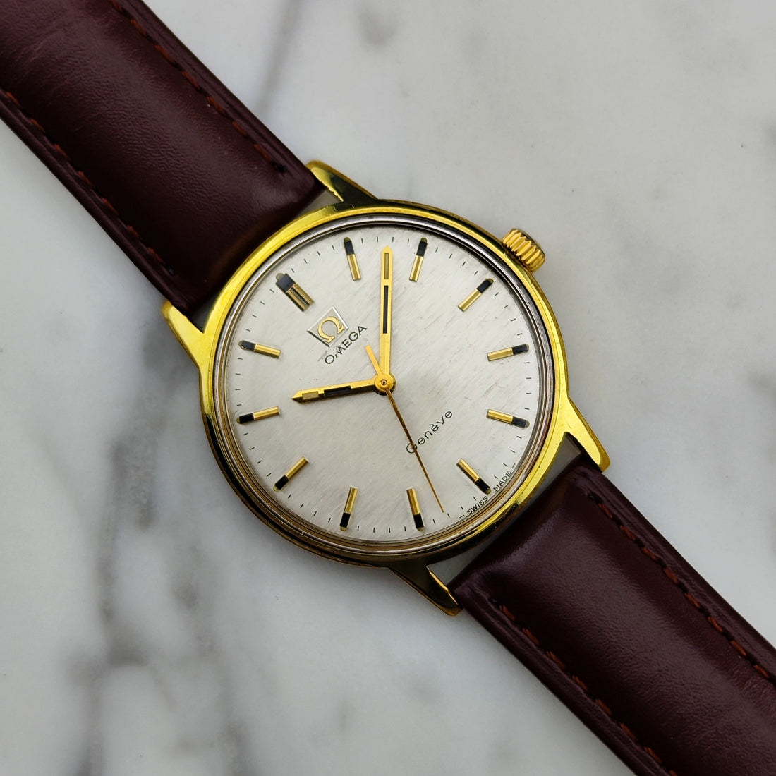 Omega Genève Gold Mosaic Dial 1970 Ref. 135.070 Vintage