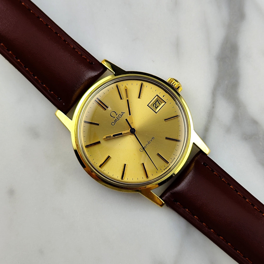 Omega Genéve Gold Sunburst Dial 1971 Ref. 136.0098 Handaufzug
