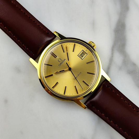 Omega Genéve Gold Sunburst Dial 1971 Ref. 136.0098 Handaufzug
