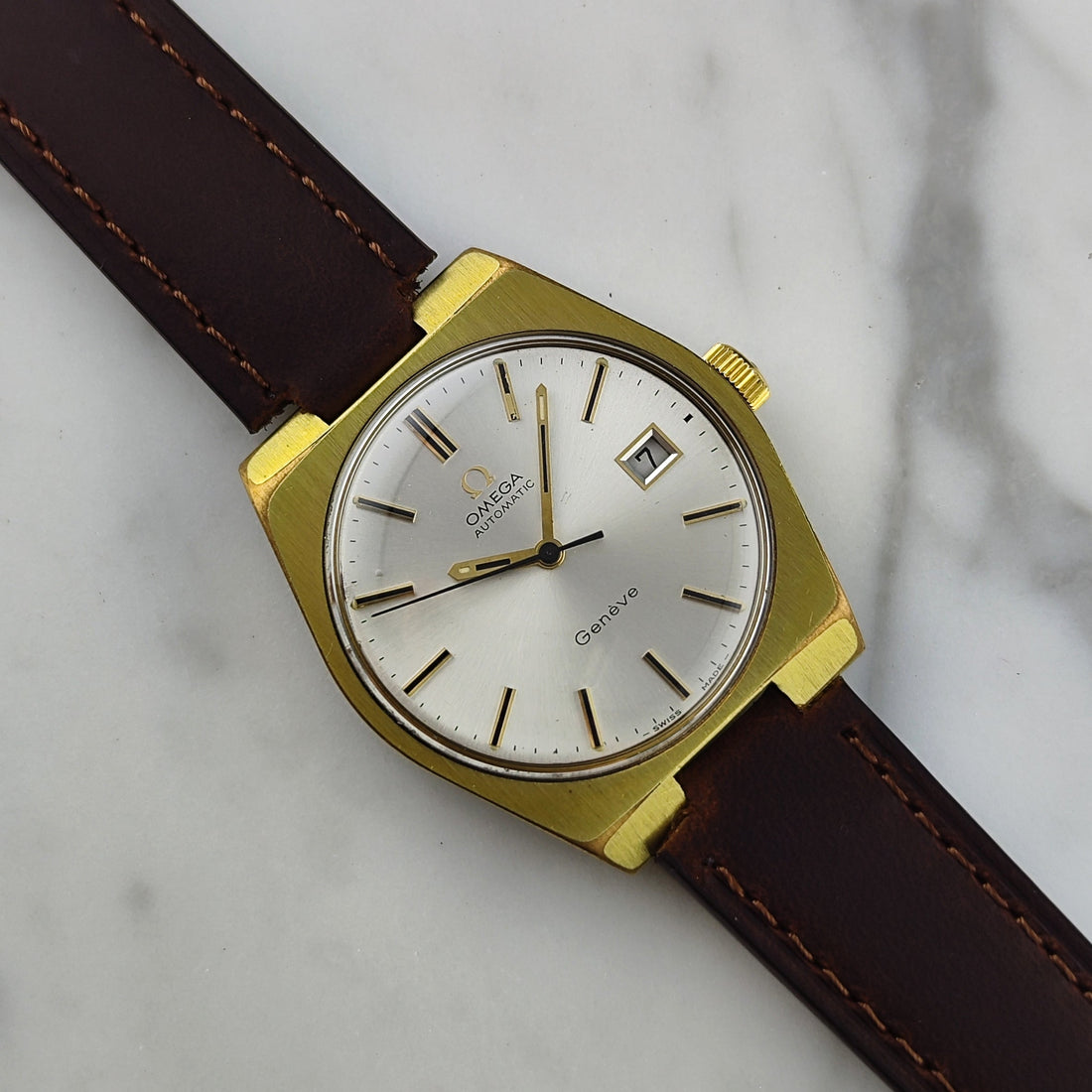 Omega Genève Ref. 166.099 Gold White Dial 1971 – Vintage Automatik Dresswatch Cal. 1481