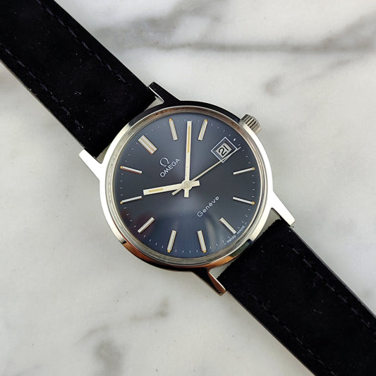 Omega Genève Ref. 136.0104 (1974) – Seltenes Blue/Grey Dial mit perfektem Vintage-Charakter