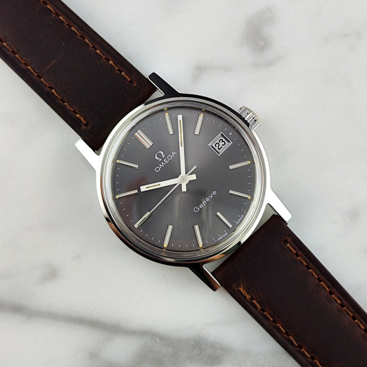 Omega Genéve Ref. 136.0099 (1974) – Seltenes graues Zifferblatt mit originalem Omega-Glas