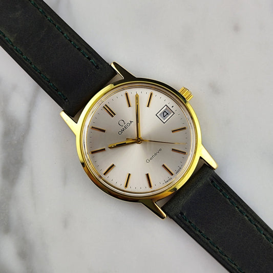 Omega Genève Gold White Dial 1974 (Ref. 136.0104) – klassischer Handaufzug