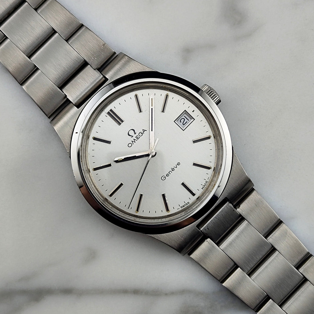 Omega Genève Steel Bracelet Omega Signed Crystal [REF. 136.0103]