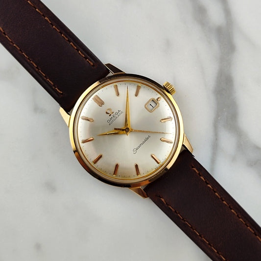 Omega Seamaster Ref. 166.001 (1963) – Seltene Roségold-Optik mit weißem Zifferblatt