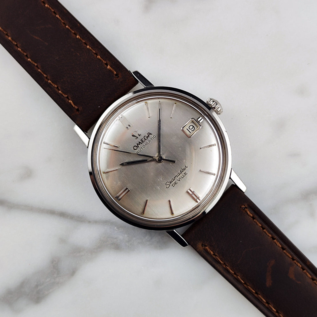 Omega Seamaster De Ville Steel Silver Dial Linen 1963 (Ref. 166.020) – frisch serviced