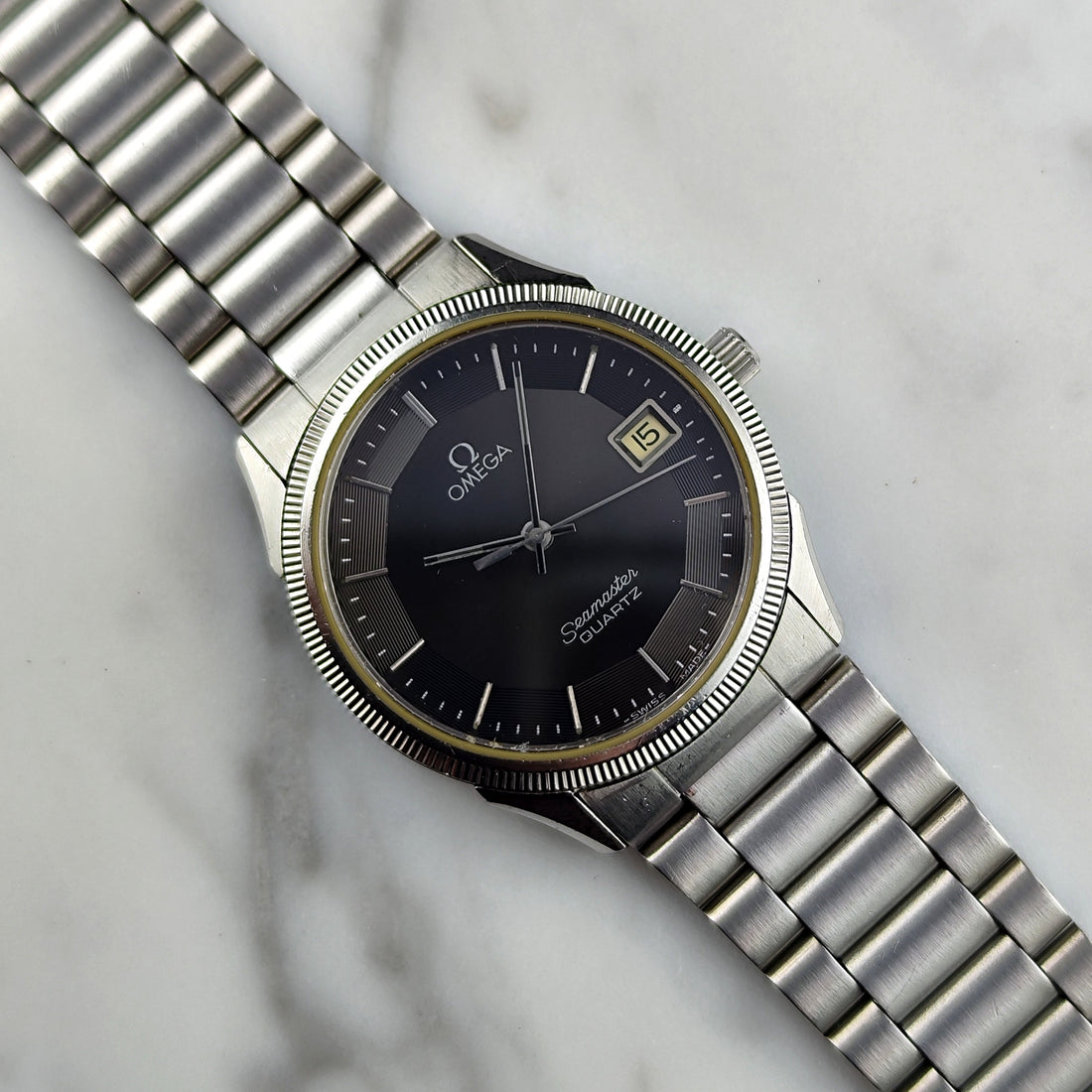 Vintage Omega Seamaster Quartz Black Dial Pie-Pan 1978 [REF. 196.0232]