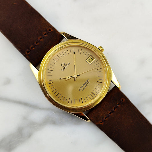 Omega Seamaster Quartz Gold 1982 Ref. 196.0269 – Vintage Dresswatch mit Goldzifferblatt