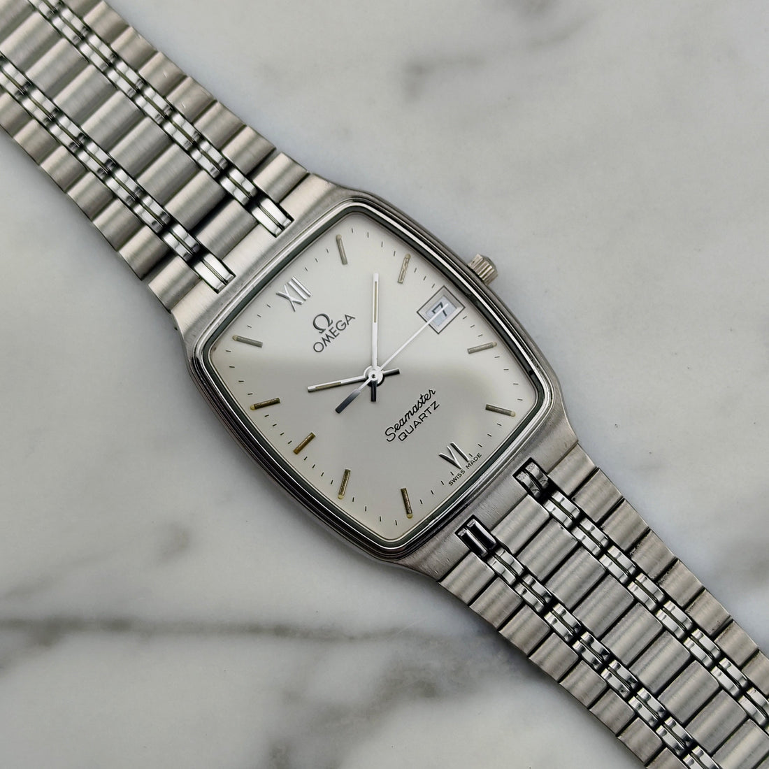 Omega Seamaster Quartz White Dial Date 1982 Ref. 196.0289 Mint
