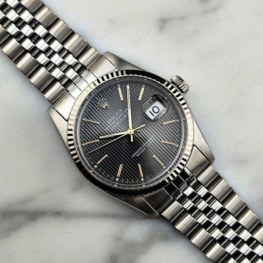 Rolex Datejust 36 Grey Tapestry 16014 1984 Serviced Box