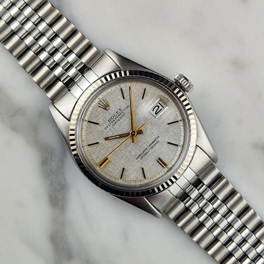 Rolex Datejust 36 Silver Linen Dial 1974 (Ref. 1601) – 18ct Weißgold-Lünette