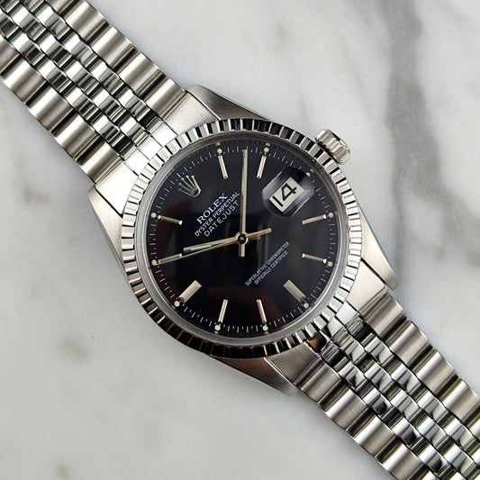 Rolex Datejust 36 Black Dial 1980 (Ref. 16030) – frisch serviced, Mint-Uhrwerk