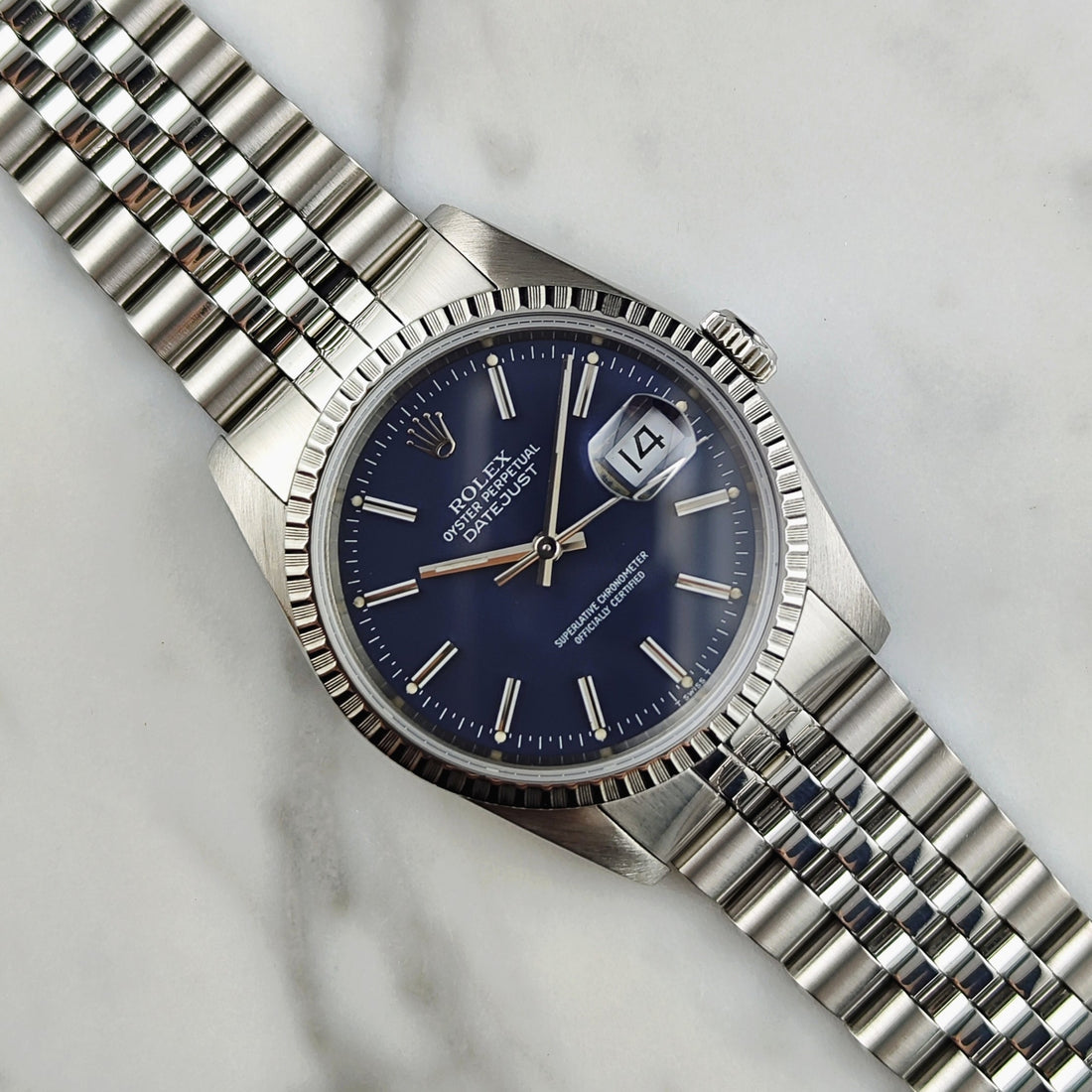 Rolex Datejust 36 Blue Dial (1989, Ref. 16220) – Vintage Fullset mit Box & Papieren