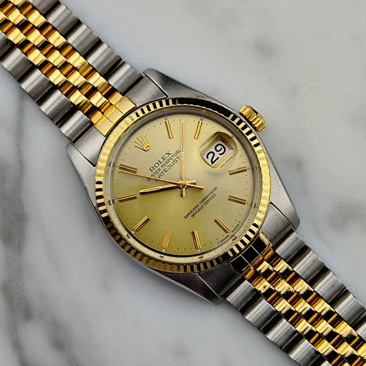 Rolex Datejust 36 Steel Gold 16013 1978 Serviced Box