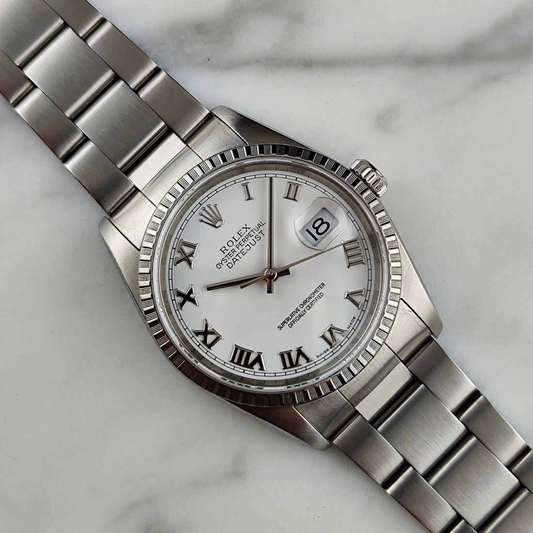 Rolex Datejust 36 White Roman Dial 2005 – Ref. 16220