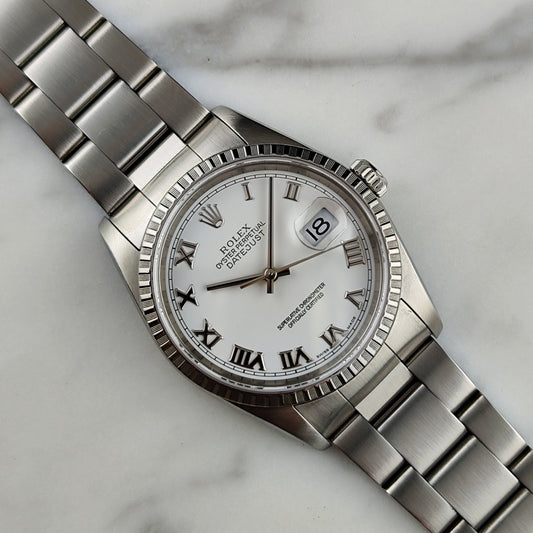 Rolex Datejust 36 White Roman Dial 2005 – Ref. 16220