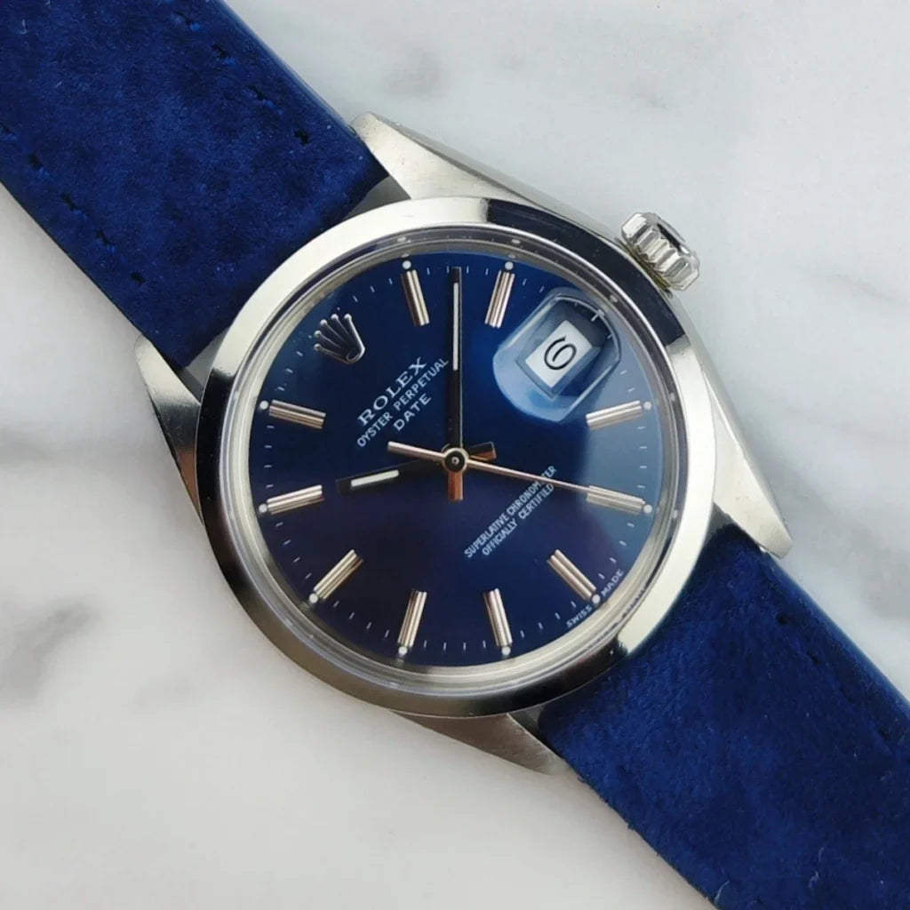 ROLEX Oyster Perpetual Date Rare Blue Dial Mint [REF. 1500]