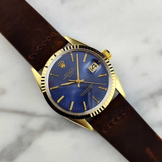 Rolex Oyster Perpetual Ref. 1550 Gold Blau Dial 1979 – Serviced Vintage Klassiker mit Cal. 1570