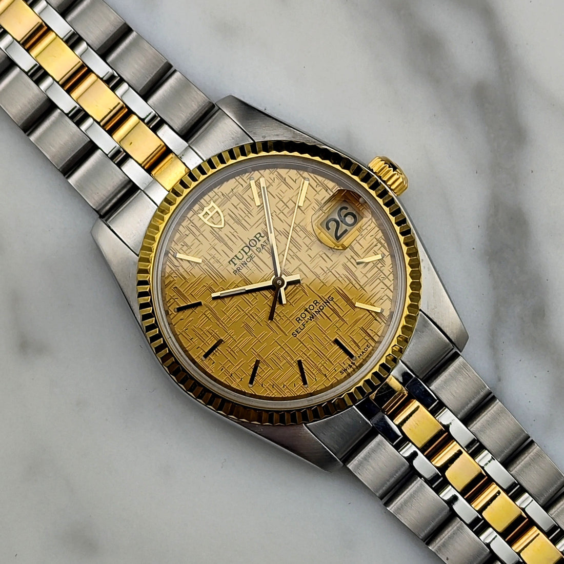 Tudor Prince Date Two-Tone Linen Dial Ref. 74033 Serviced
