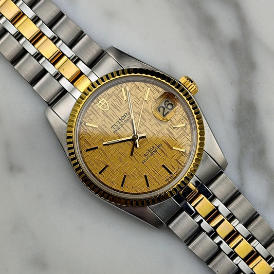 Tudor Prince Date Two-Tone Linen Dial Ref. 74033 Serviced